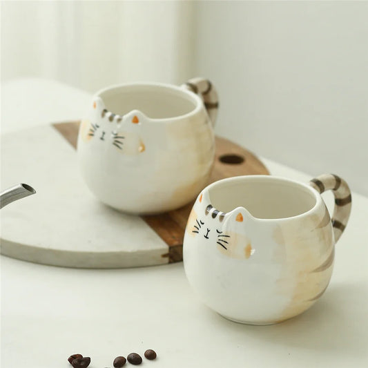 cute ceramic cup, cat shaped mug, 380ml